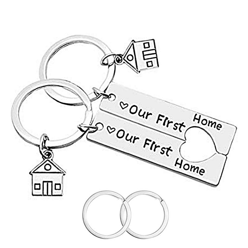 CNYMANY 2 Pcs New Home Keychains, Our First Home Housewarming Gift New House Decoration Jewelry Key Rings for New House Owner Wife Husband Lover - Image 1